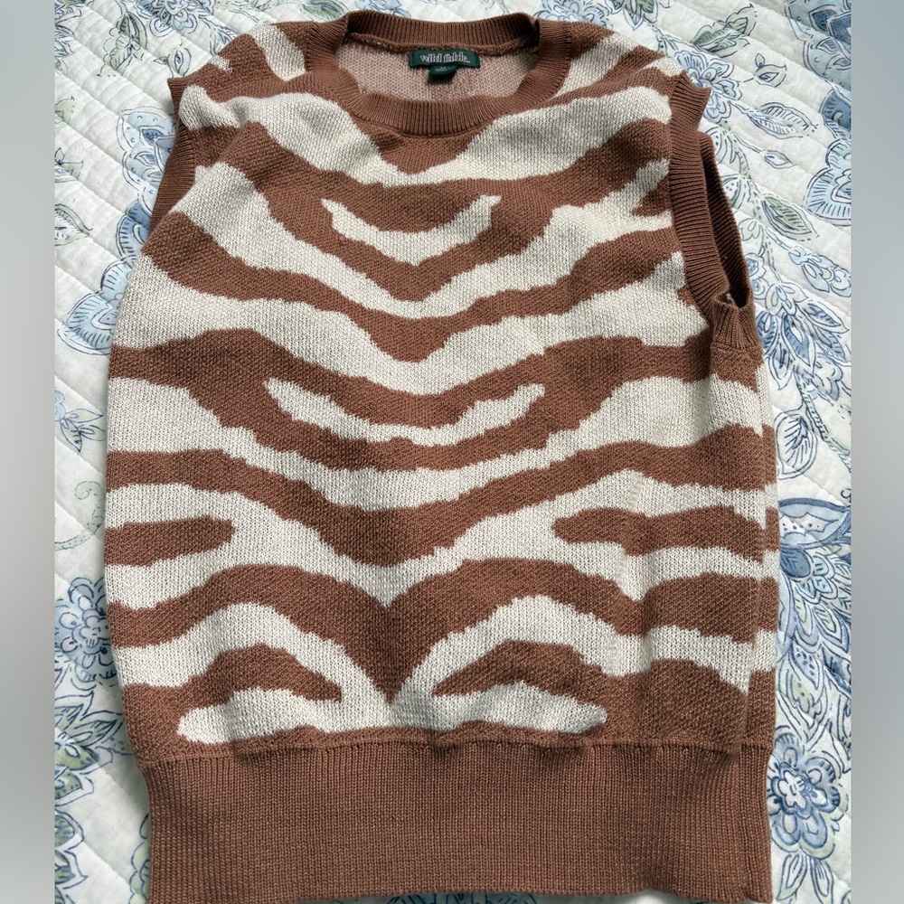Wild Fable Brown and cream Knit Sweater Vest